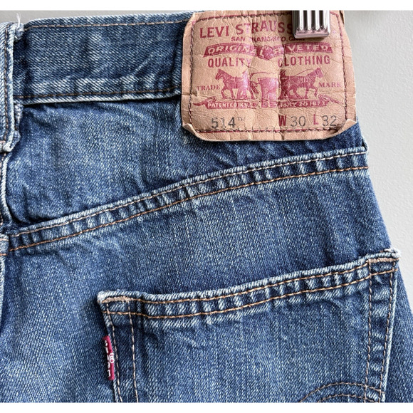 LEVIS 514 Slim Straight Jeans 30x32 Blue Medium Wash Cotton Denim Casual Pants - Picture 7 of 14